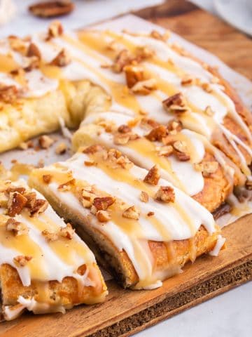 Danish kringle on a cutting board