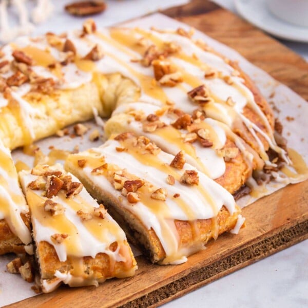 Danish kringle on a cutting board