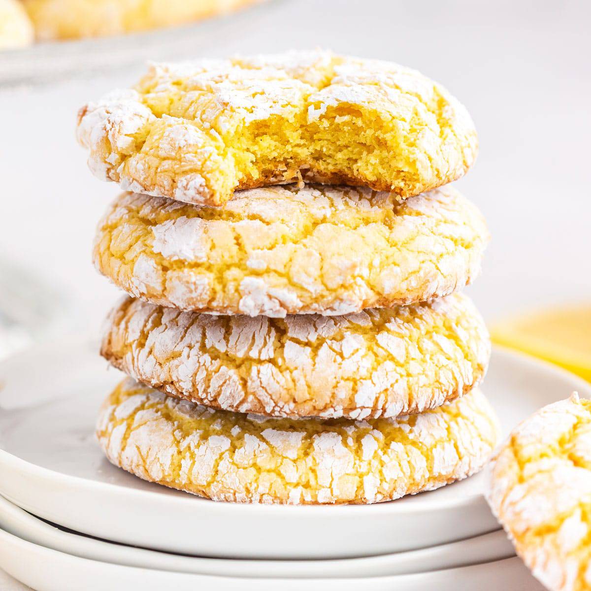 Stack of lemon crinkle cookies A stack of lemon cookies
