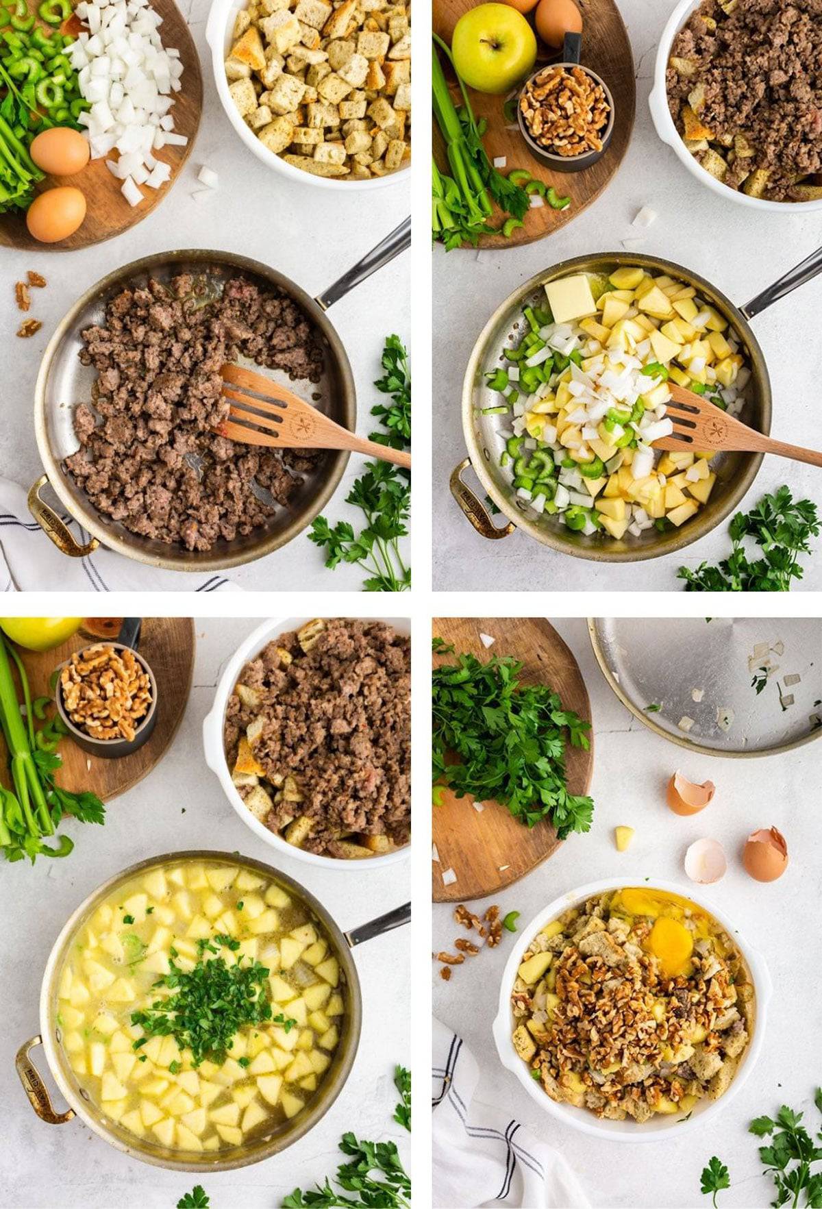 Mixing ingredients for a Pepperidge Farms stuffing.