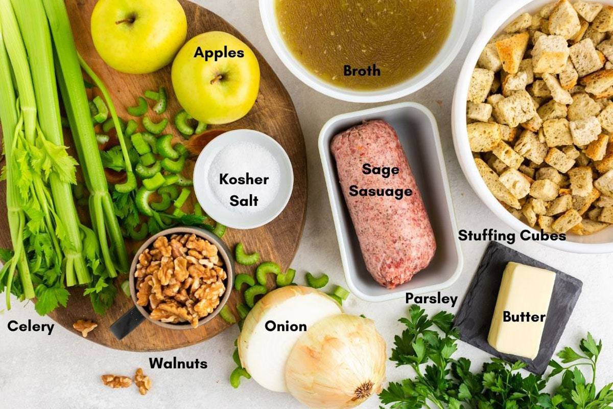 Ingredients to make Thansgiving dressing Ingredients for Thanksgiving dressing
