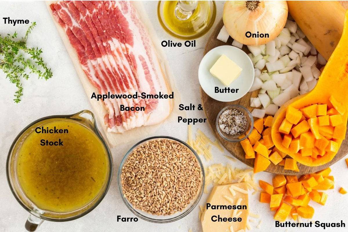 Bacon and other ingredidents for farro casserole