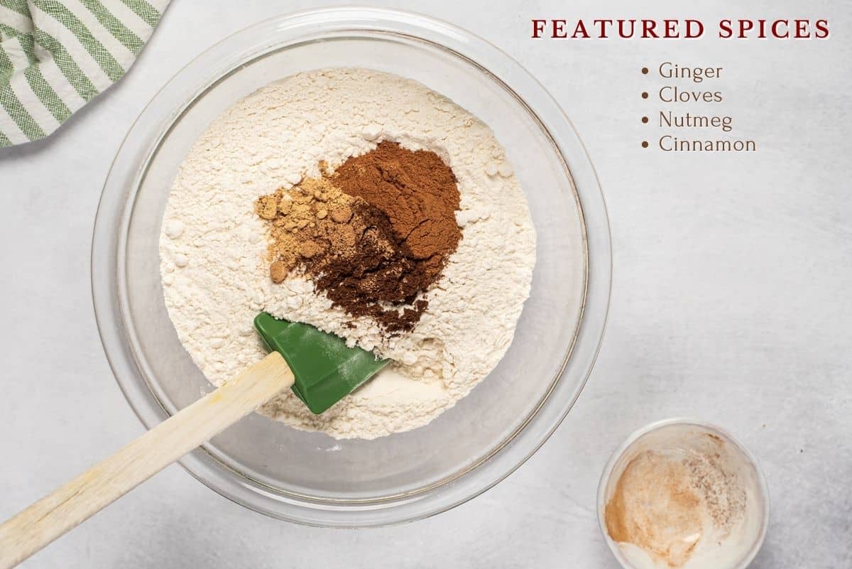 A mixing bowl of flour and spices a mixing bowl with flour and spices