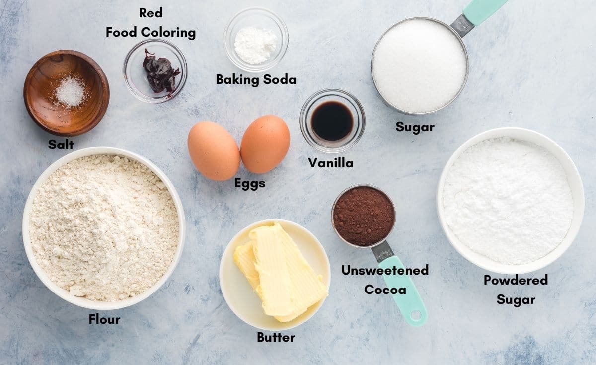 Baking ingredients Flour and other ingredients to make cookies