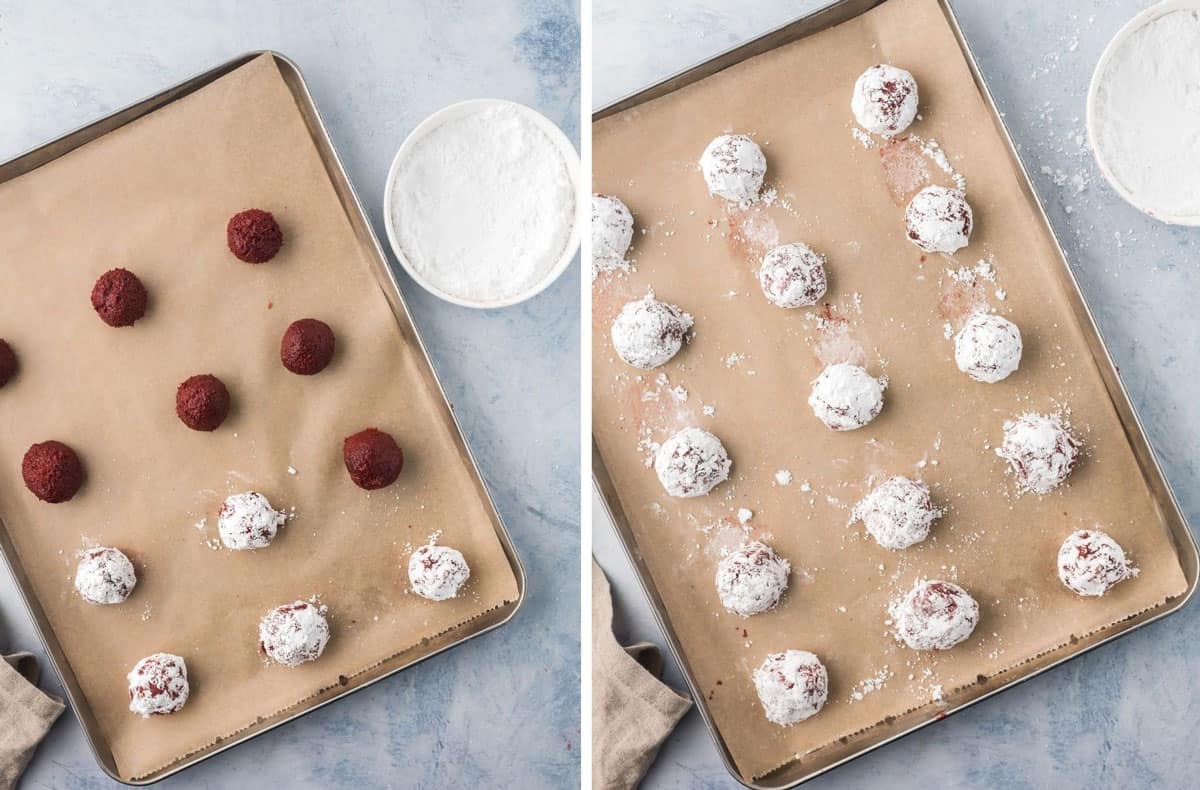 Unbaked cookie dough on a baking sheet