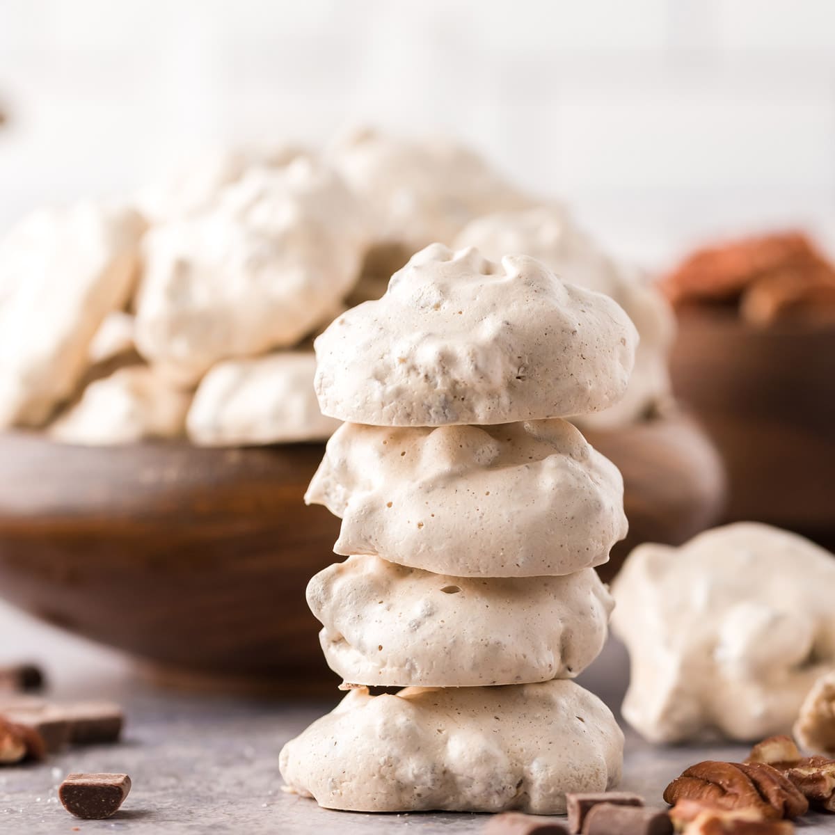 Stack of meringue cookies. A stack of forever cookies.