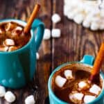 two mugs of vegan hot chocolate