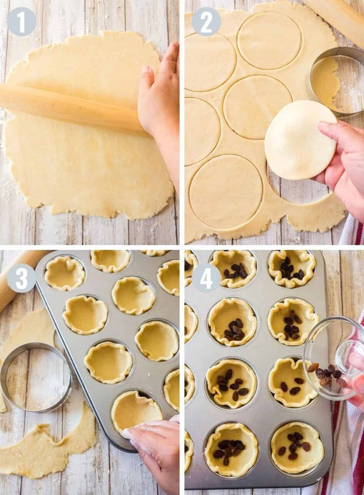 Rolling out dough and making butter tarts.