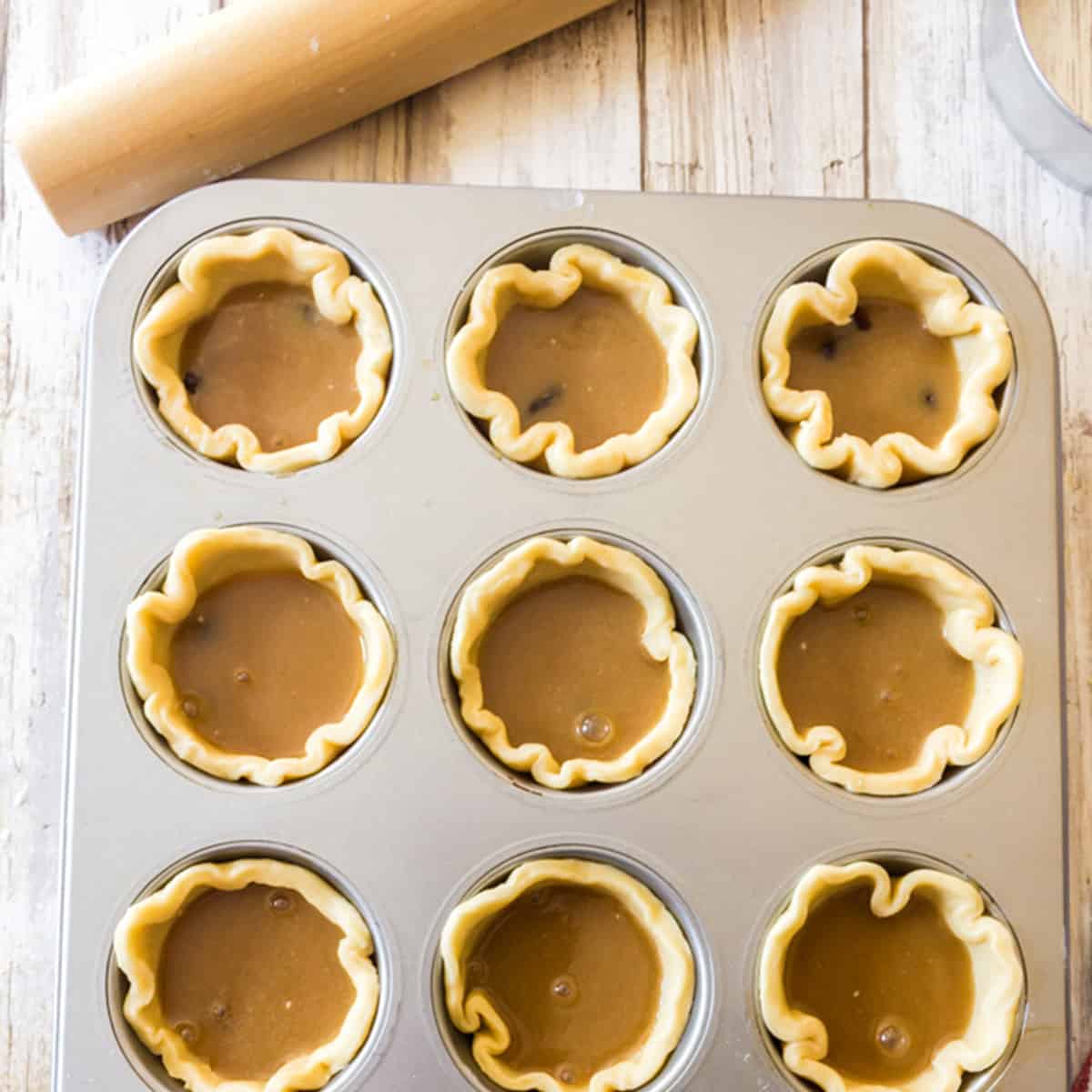 A pan of uncooked pastries.