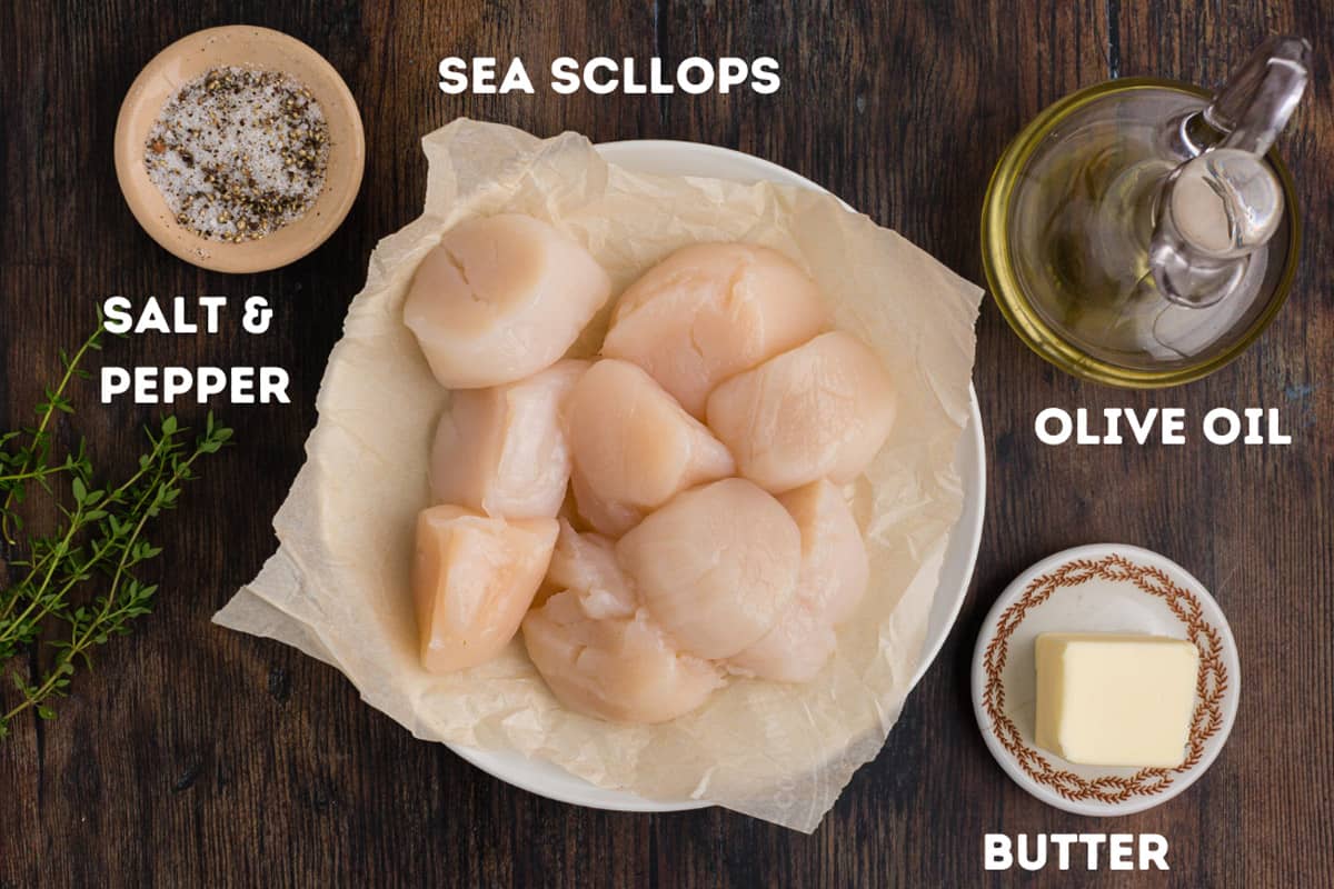 A bunch of raw scallops in a bowl with other ingredients.