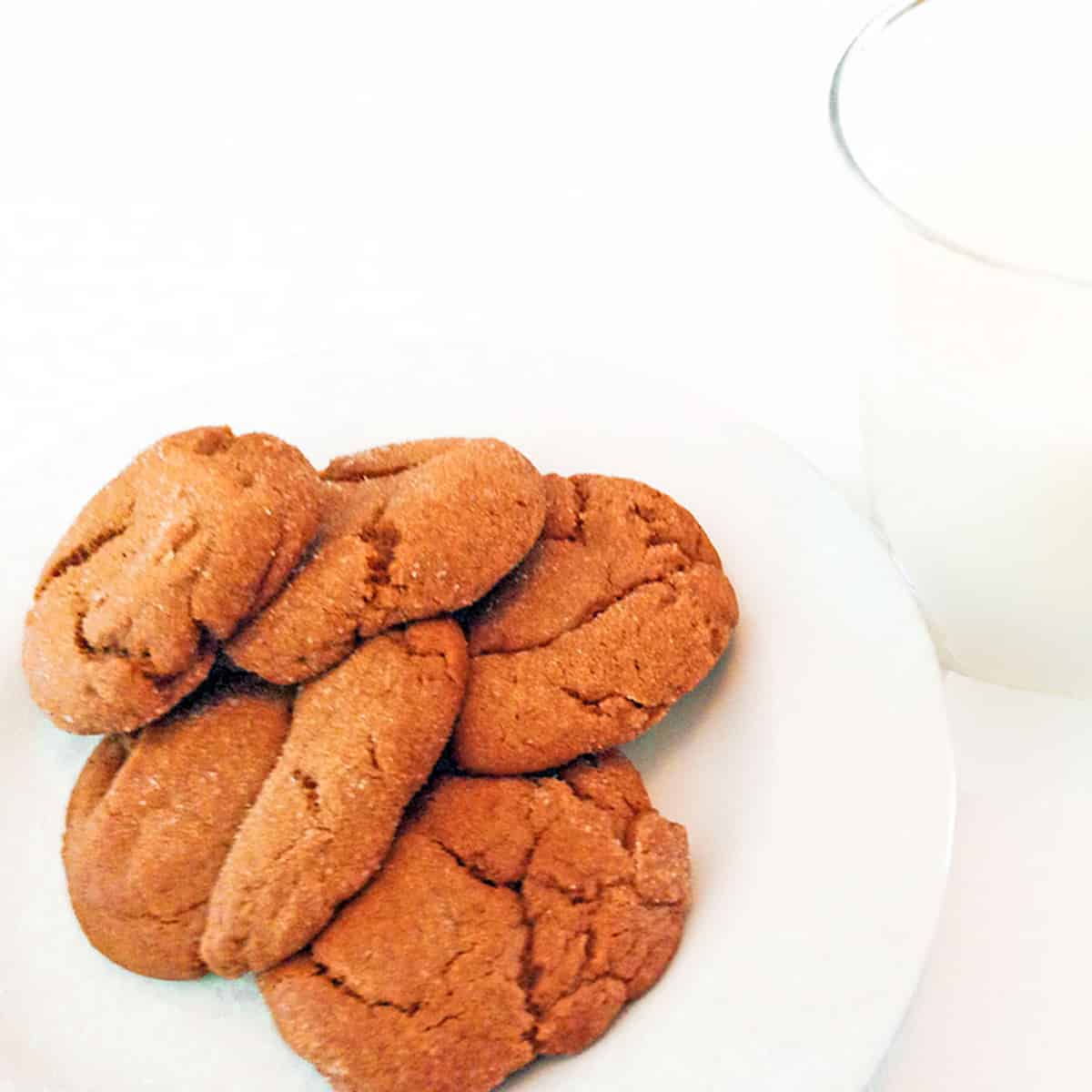 A plate of cookies and milk.