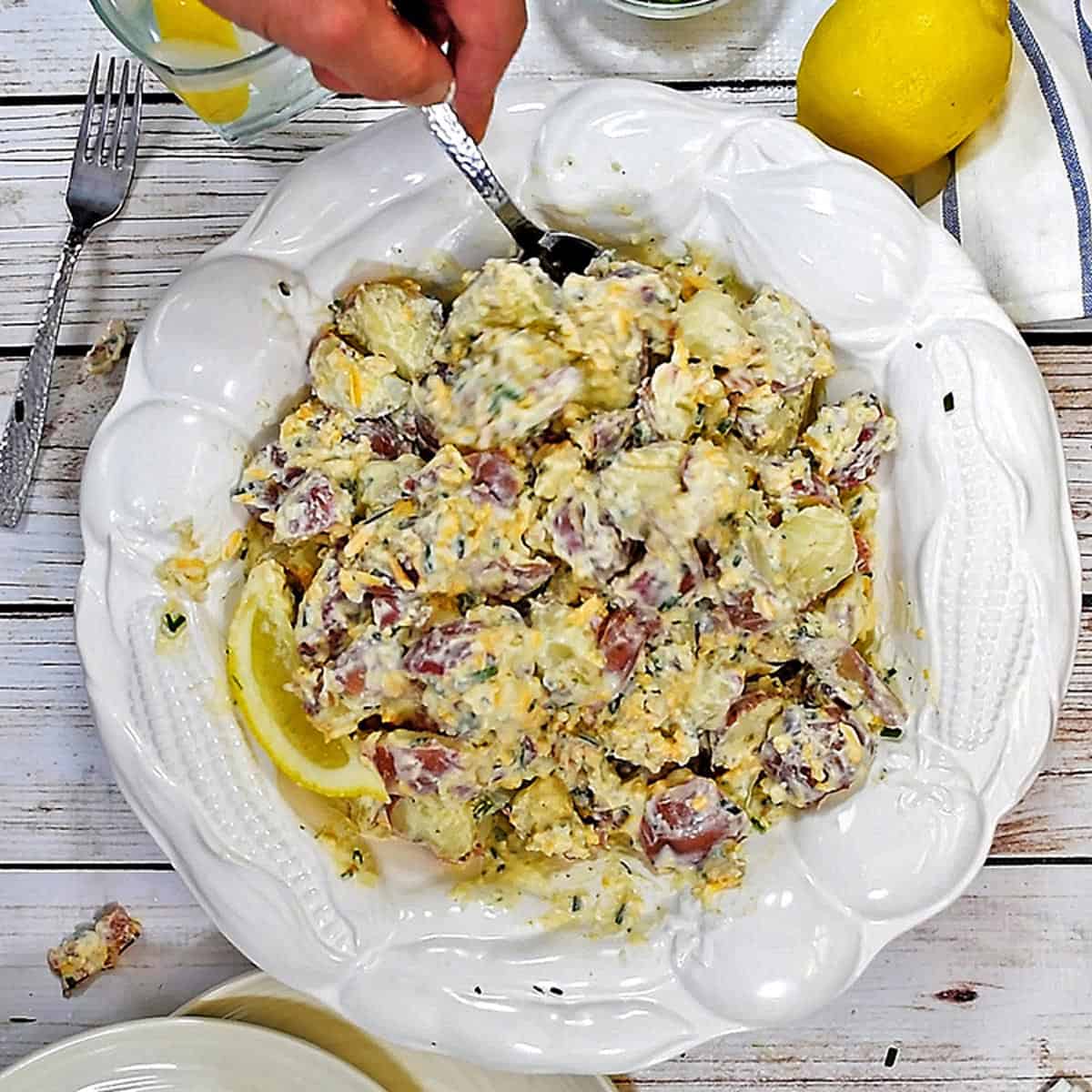 A big bowl of potato salad.