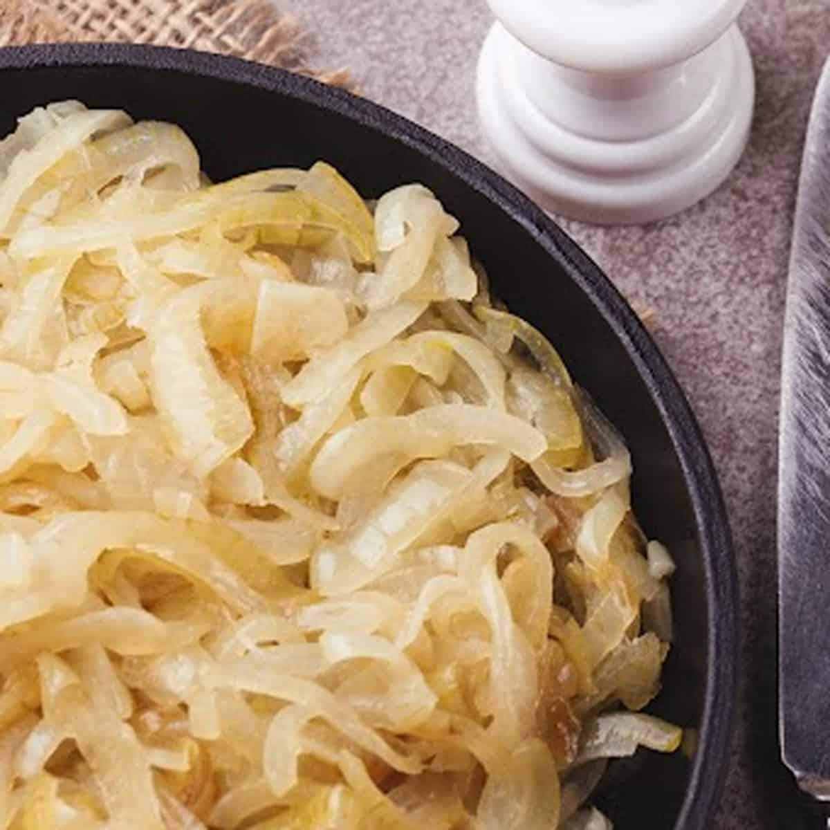 A pan of caramelized onions.