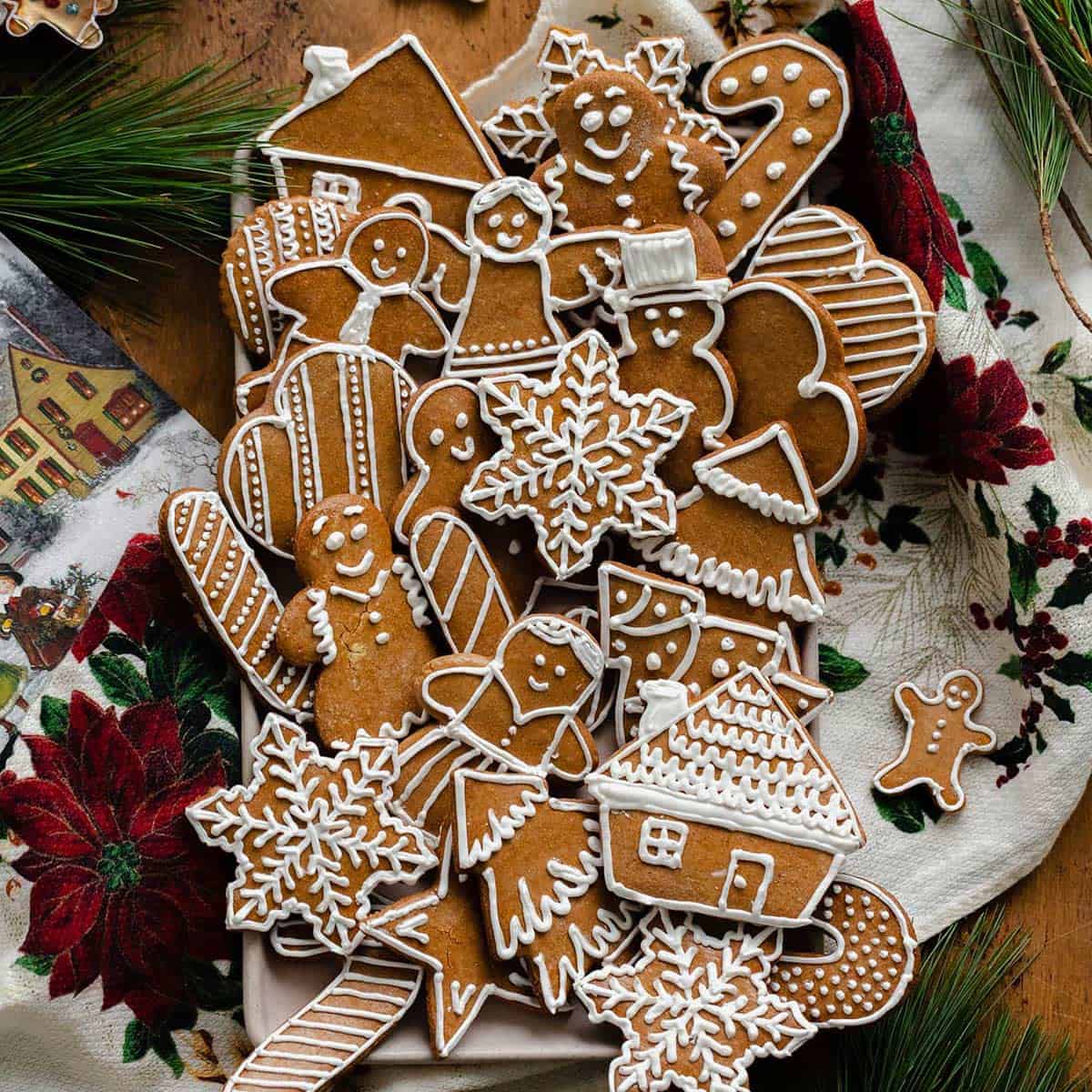 A bunch of gingerbread cookies.