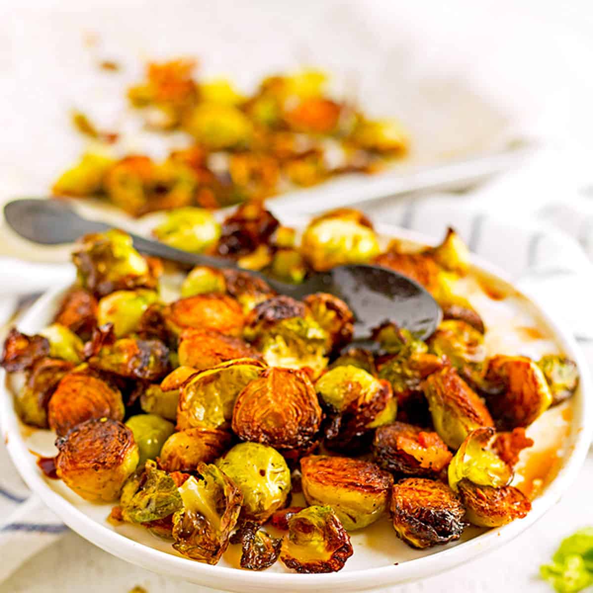 A plate of Brussels sprouts.