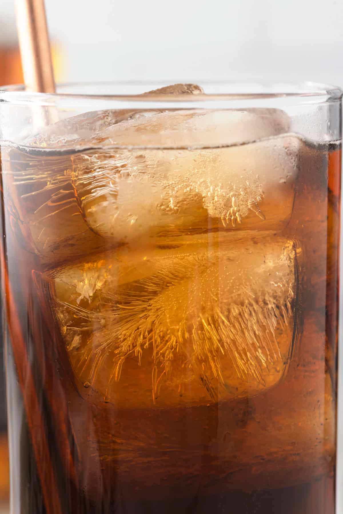 Close up of a highball cocktail.