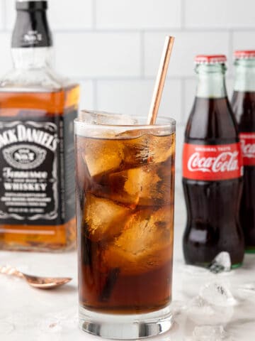 A highball cocktail with Jack Daniels and Coke.