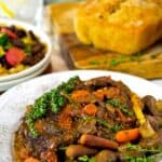 A plate of braised beef.