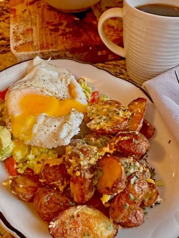 A plate of crispy potatoes.