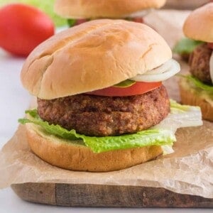 An air fryer turkey burger on a bun.