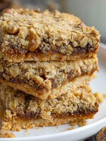 A stack of homemade fig bars.