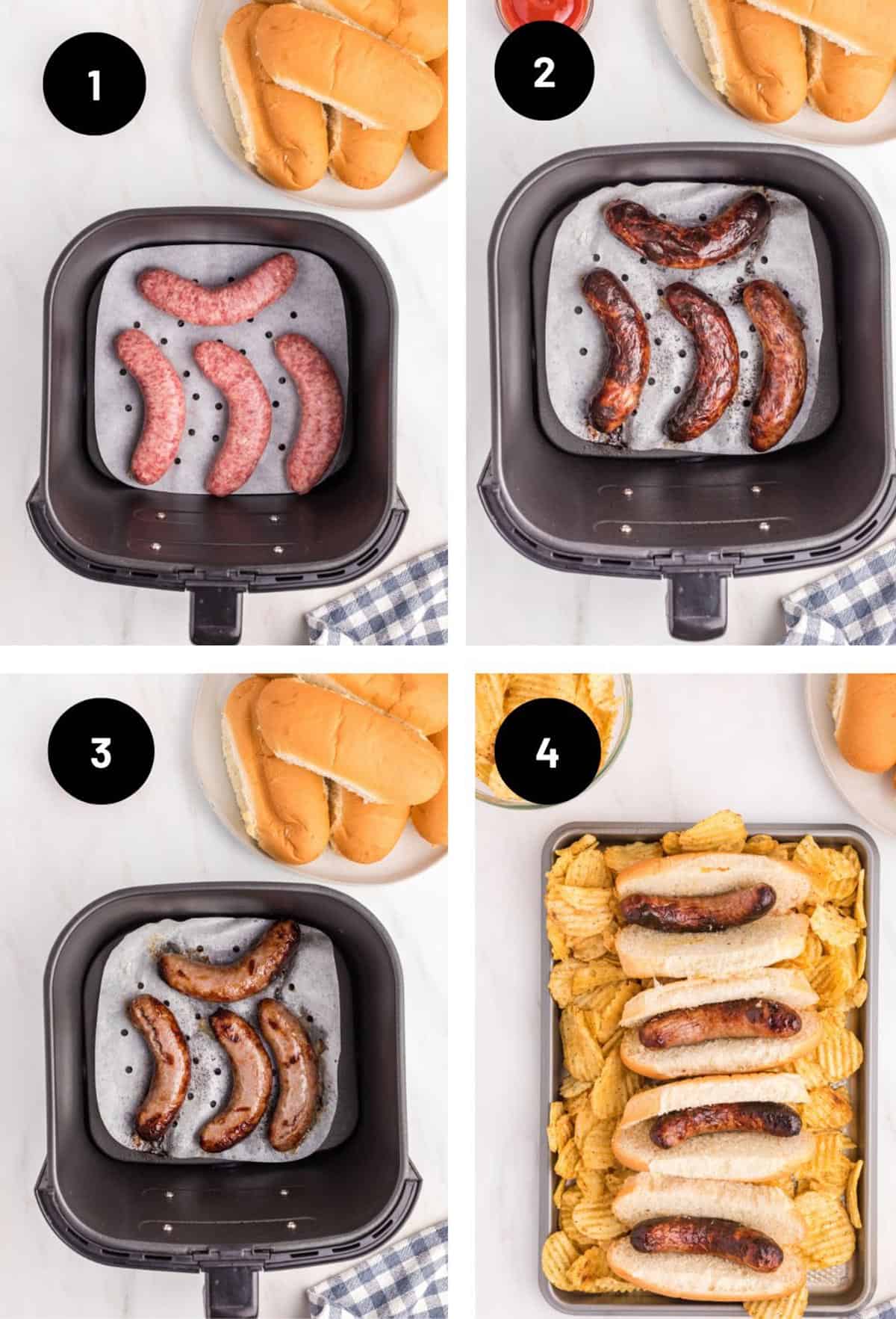 Making brats in an air fryer.