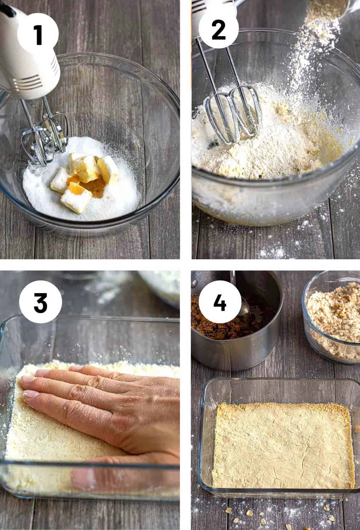 Making a crust for dessert bars.