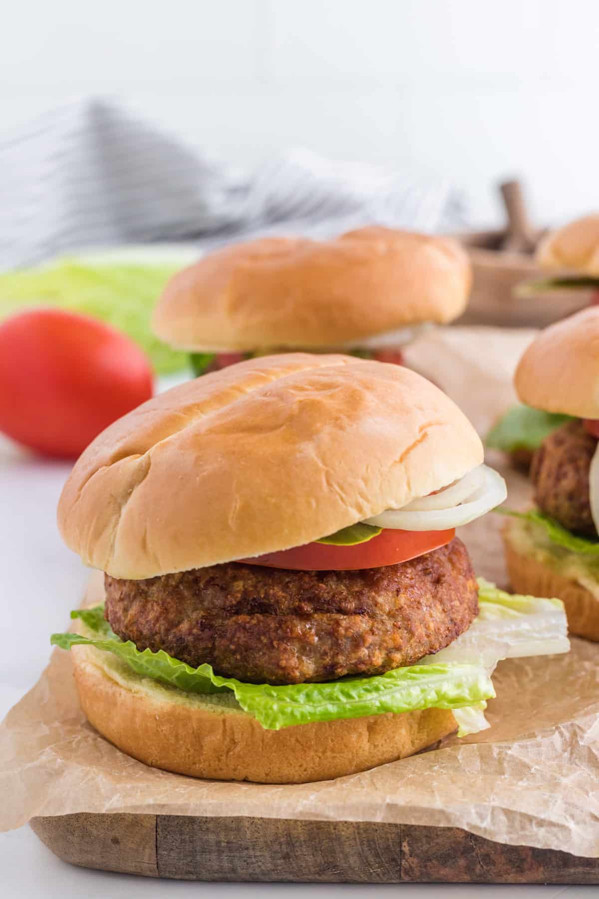 A bunch of air fryer turkey burgers.