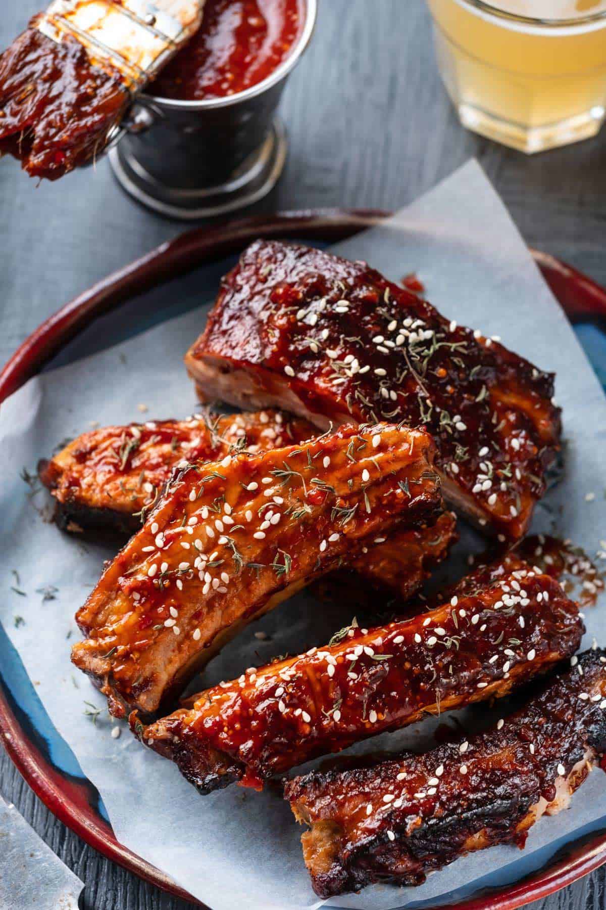 A plate of smoked beef ribs.