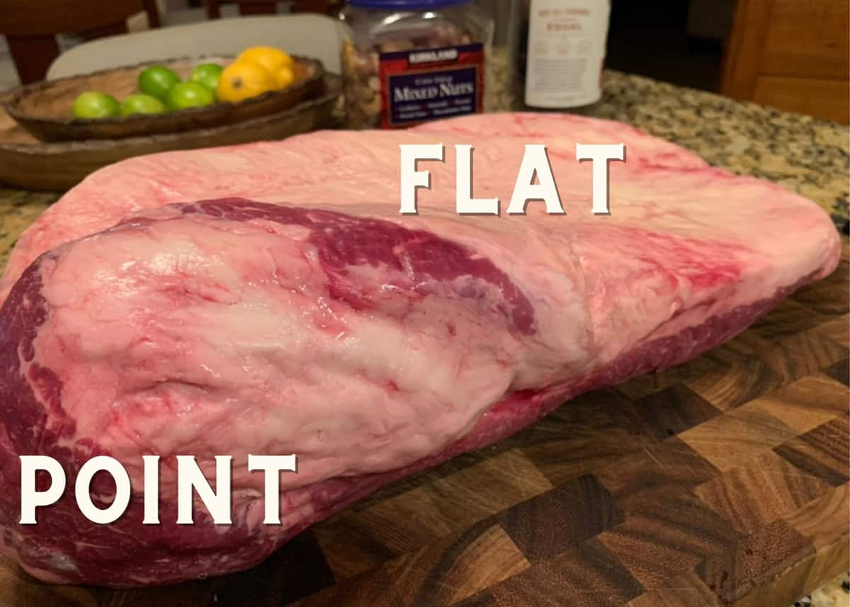 A whole brisket, raw.