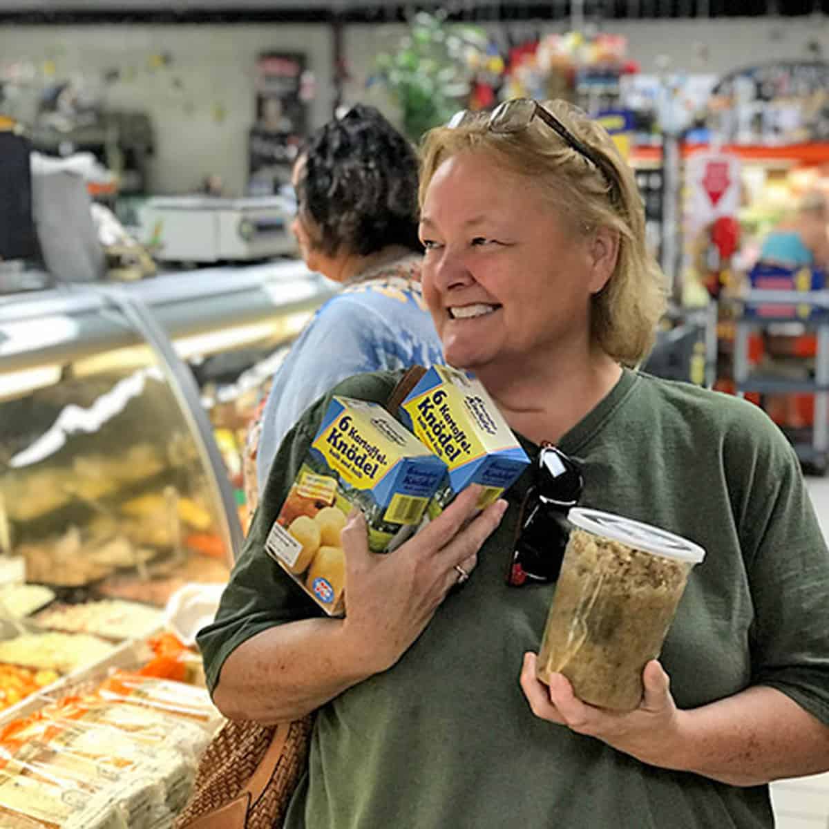 A woman in a grocery store.