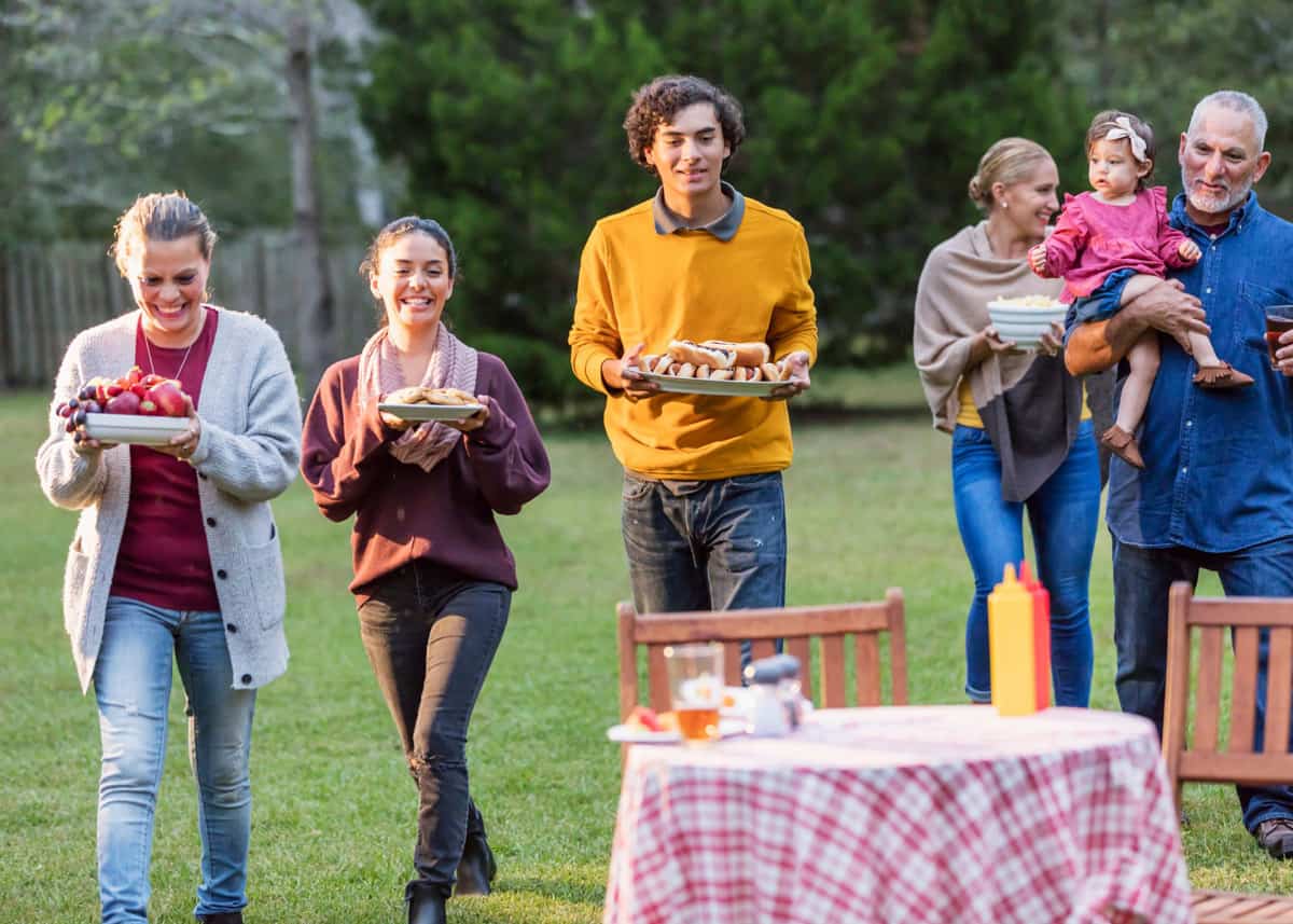 People coming to a cookout.