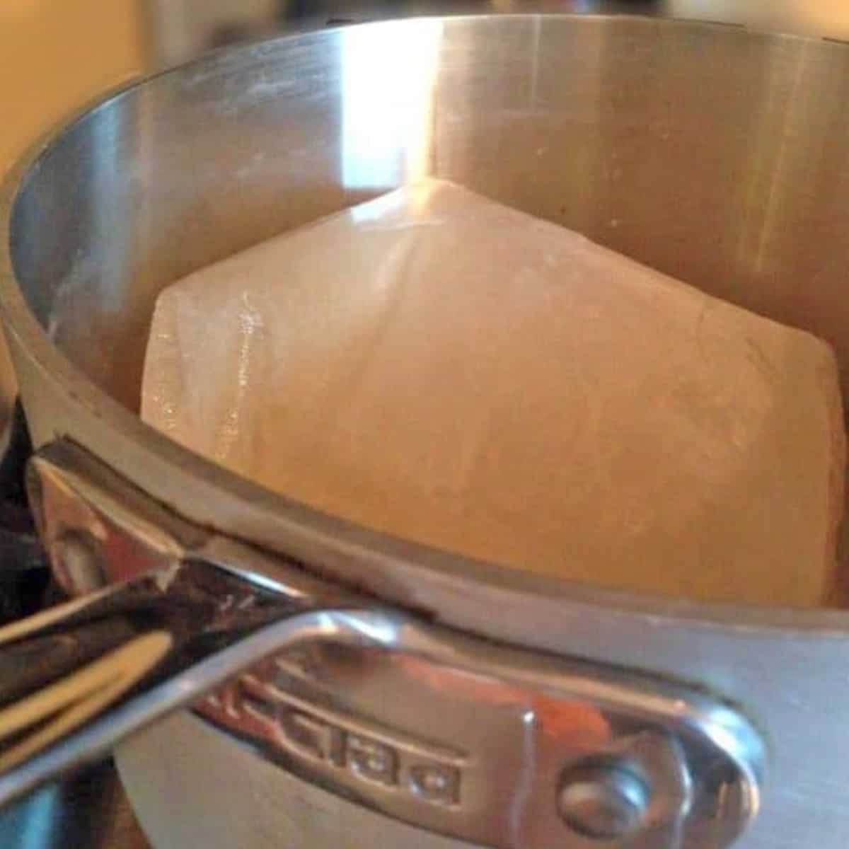 A pot of frozen broth.