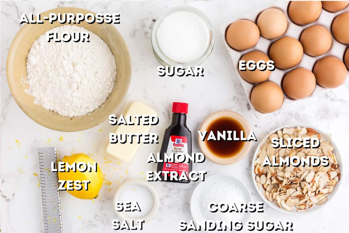 Eggs, flour, and other baking ingredients.