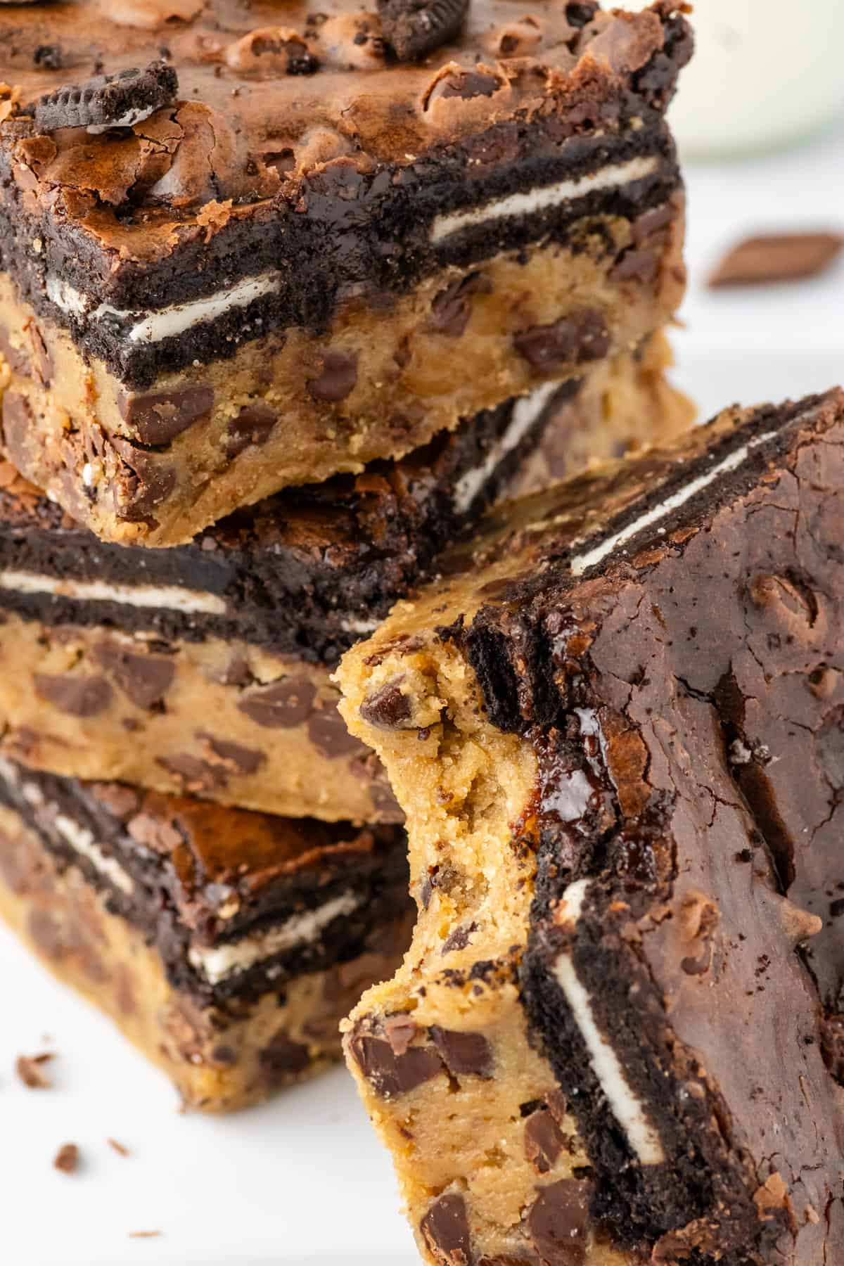 A stack of dessert bars.