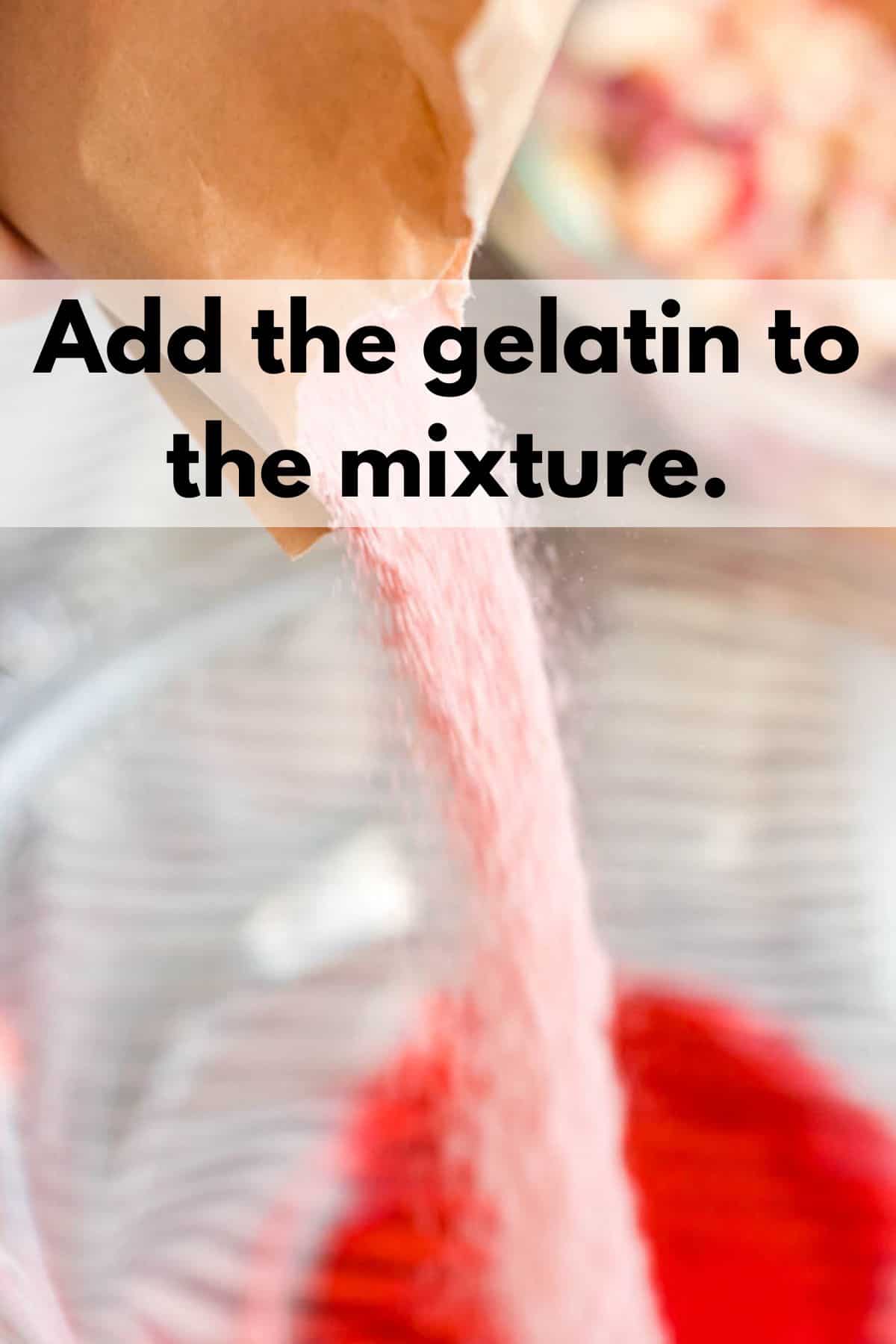 Adding gelatin mix to a bowl.