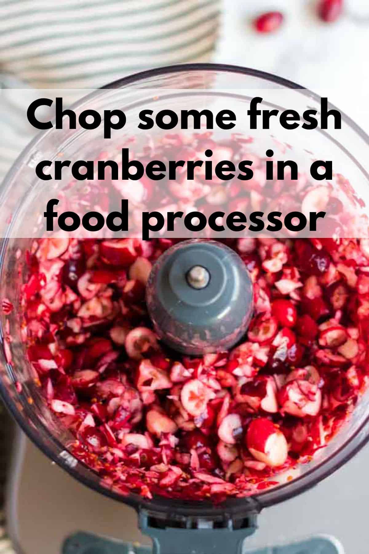 Cranberries in a food processor.