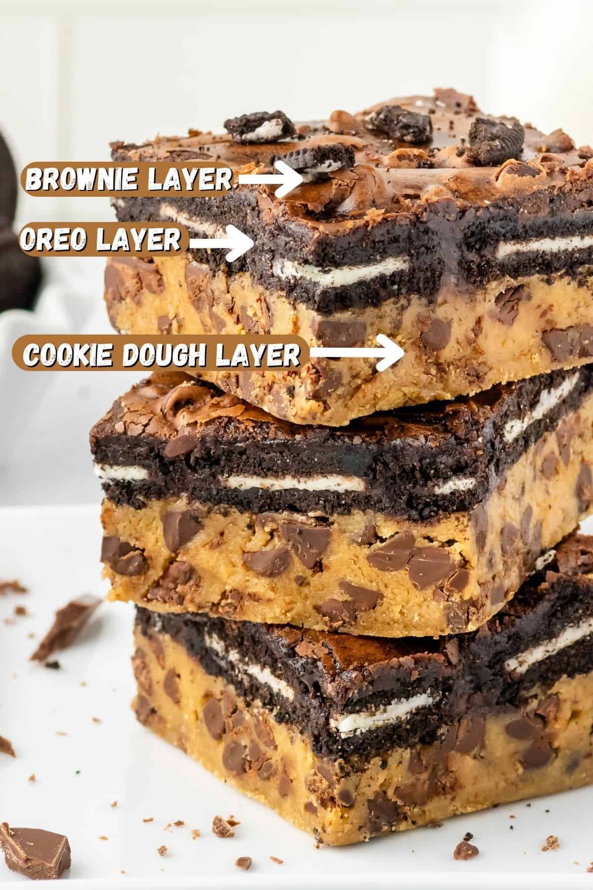 Layers of a dessert bar.