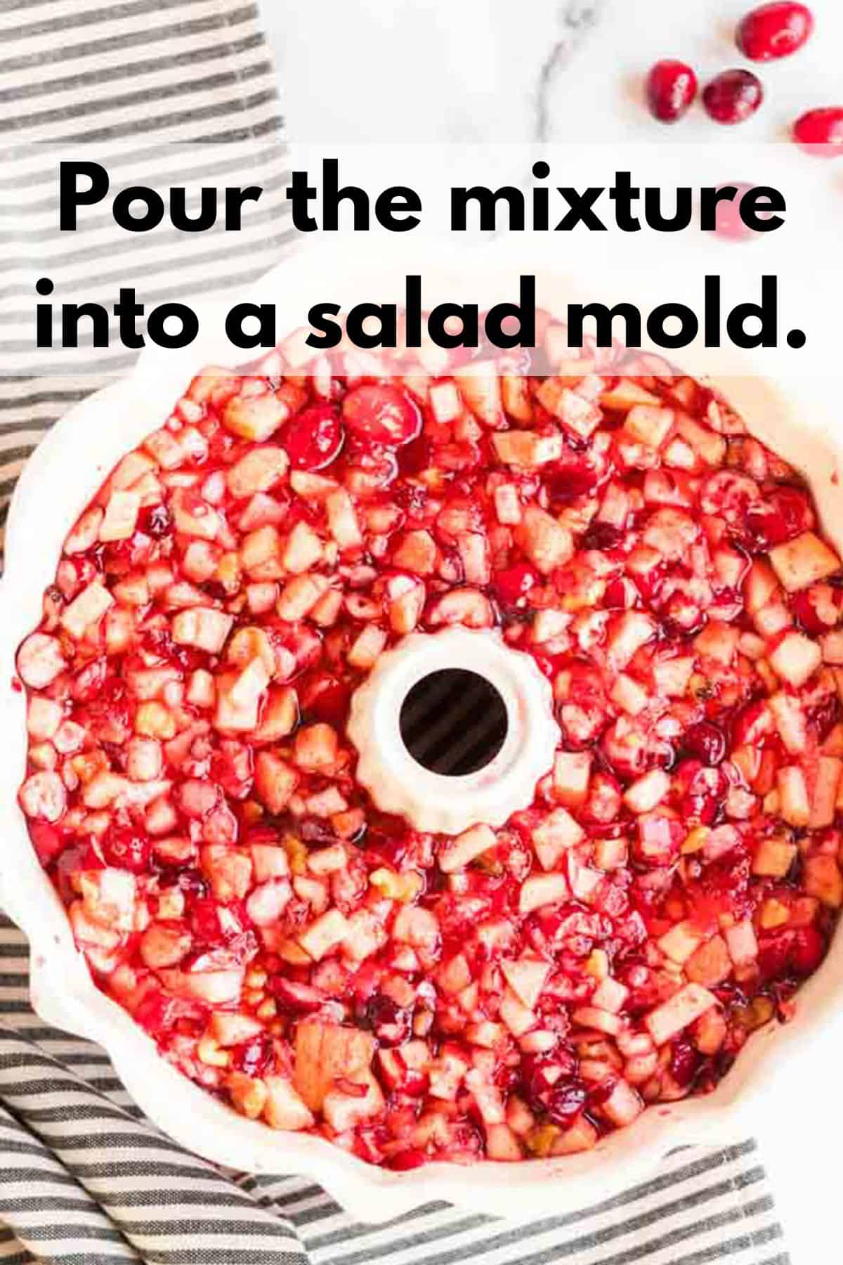 Cranberry salad in a salad mold.