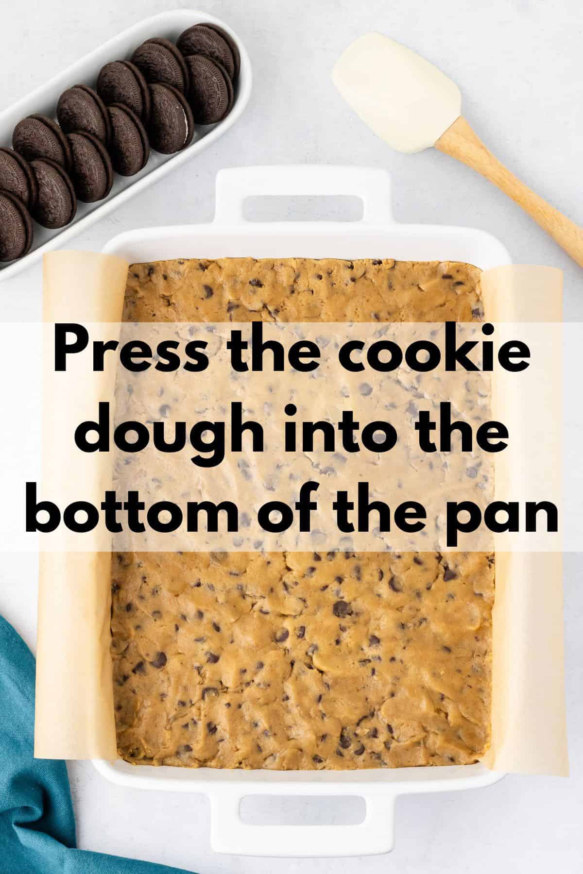 Some cookie dough in a pan.