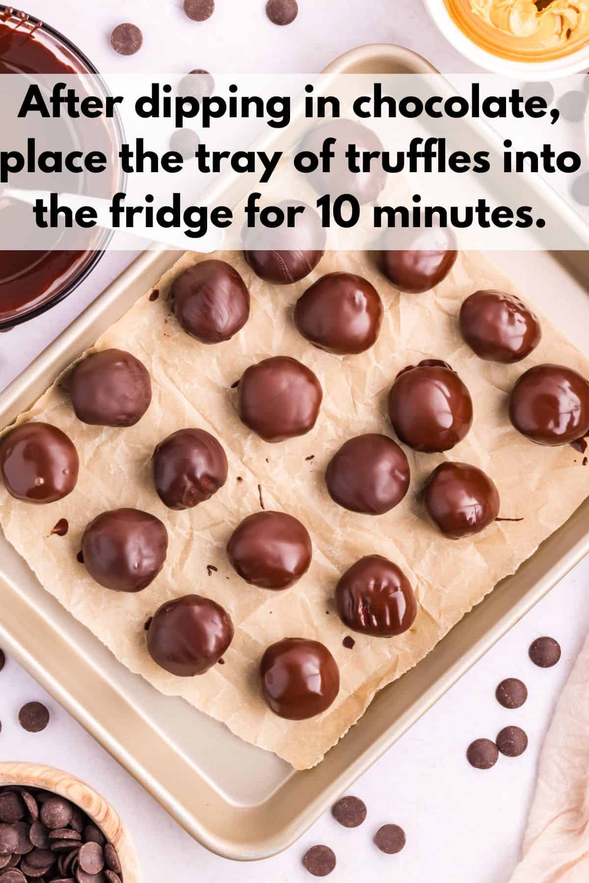 A tray of peanut butter truffles.