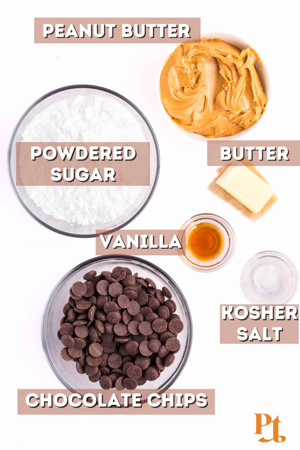 Peanut butter and other ingredients for chocolate truffles.