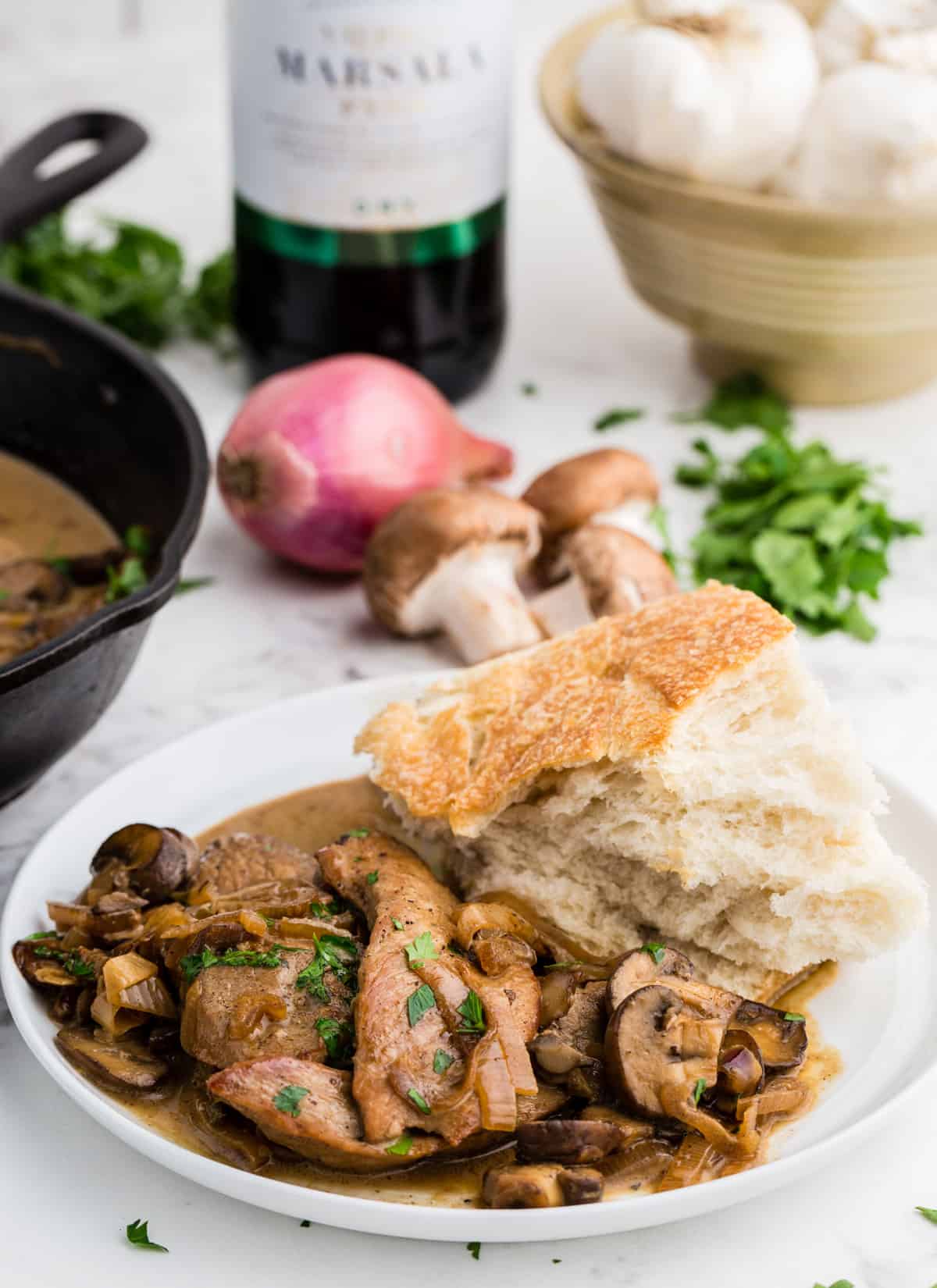 A plate of food with some bread on it.