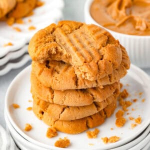 A stack of air fryer peanut butter cookies.