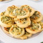 A plate of spinach pinwheels.