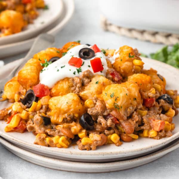 A plate of Mexican Tater Tot Casserole.