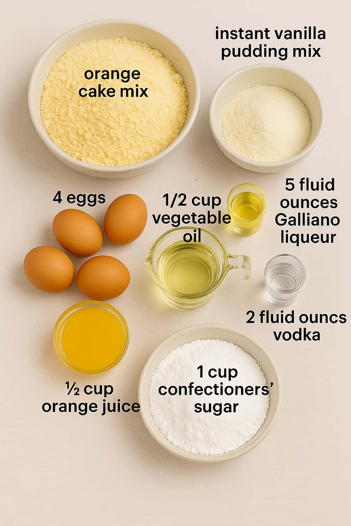 Ingredients for a cake.