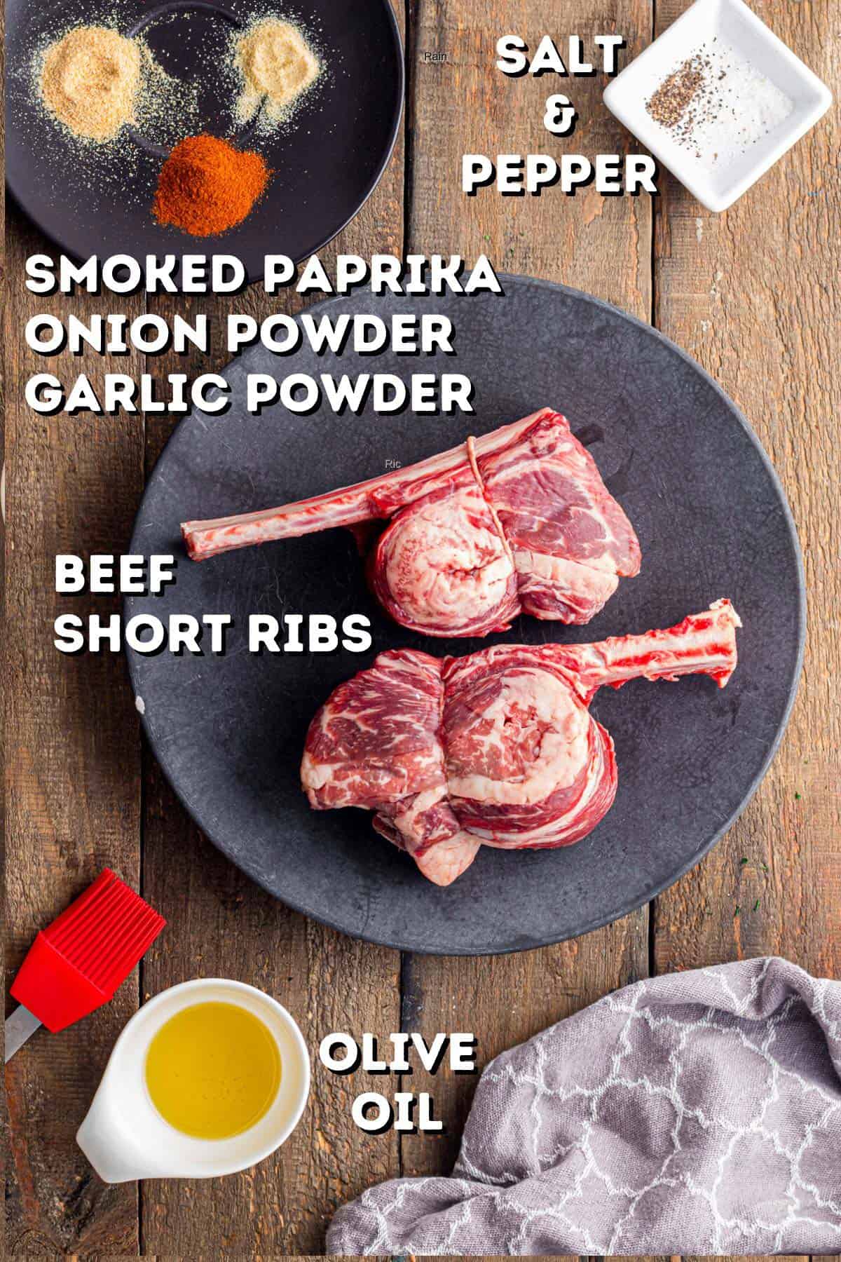 Some raw beef short ribs and spices.