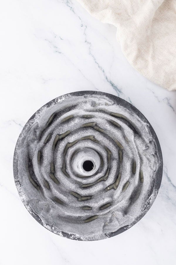 A Bundt pan, lightly dusted with flour.